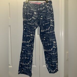 PINK 100% cotton vintage pajama pants/loungewear w/ snap & drawstring Size Small